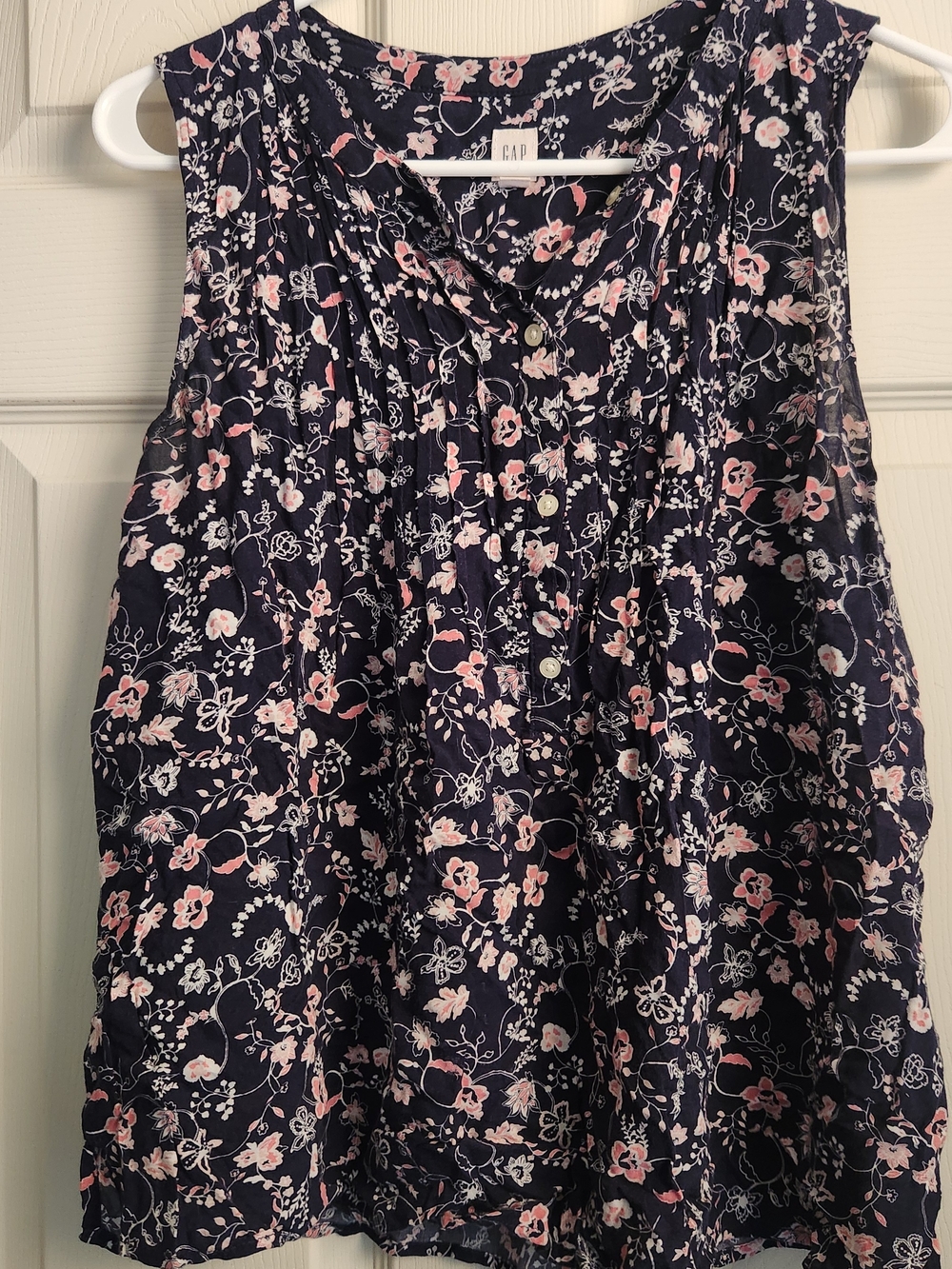 GAP Navy Sleeveless Floral Button-Front Tunic